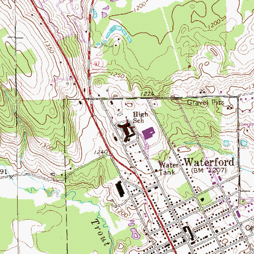 Topographic Map of Fort LeBoeuf Senior High School, PA