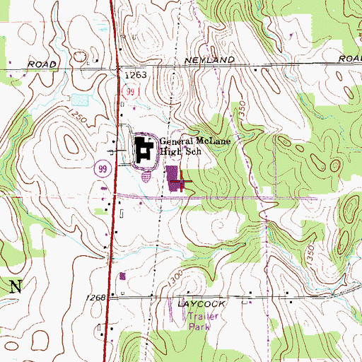 Topographic Map of James W Parker Middle School, PA