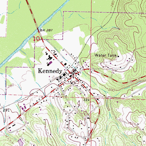 Topographic Map of Kennedy, AL