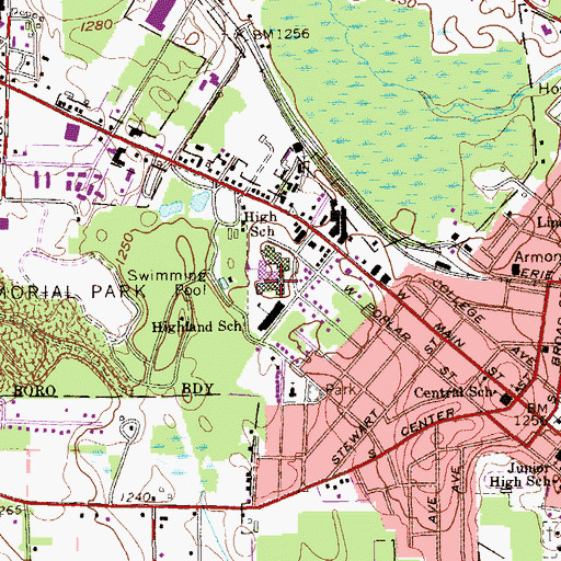 Topographic Map of Grove City Area High School, PA