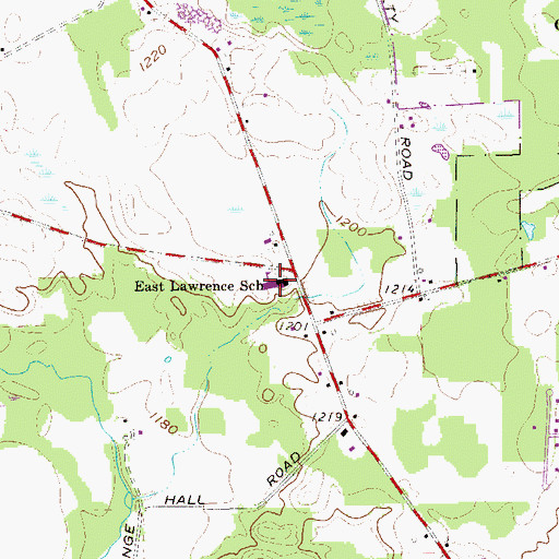 Topographic Map of East Lawrence Elementary School, PA