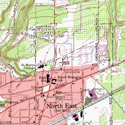 Topographic Map of Earl C Davis Elementary School, PA