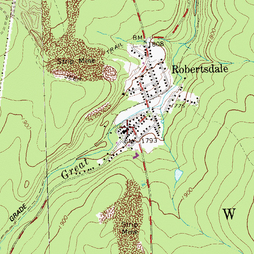Topographic Map of Robertsdale Elementary School, PA