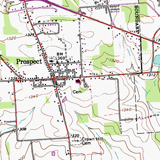 Topographic Map of Prospect Borough Elementary School, PA