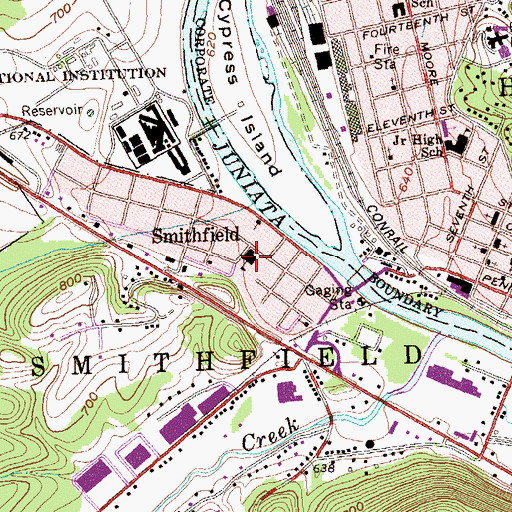 Topographic Map of Smithfield-Juniata Elementary School, PA