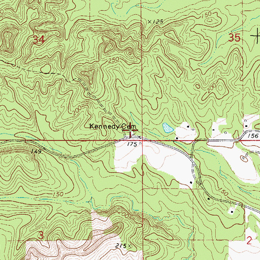 Topographic Map of Kennedy Cemetery, AL