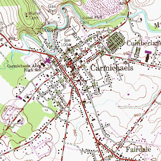 Topographic Map of Central Elementary School, PA