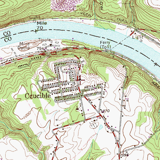 Topographic Map of Crucible Elementary School, PA