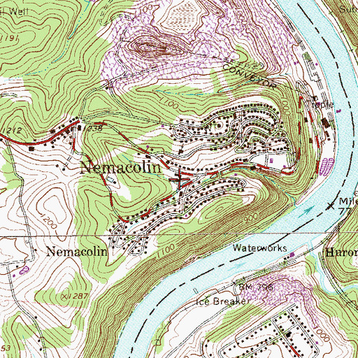 Topographic Map of Nemacolin Elementary School, PA