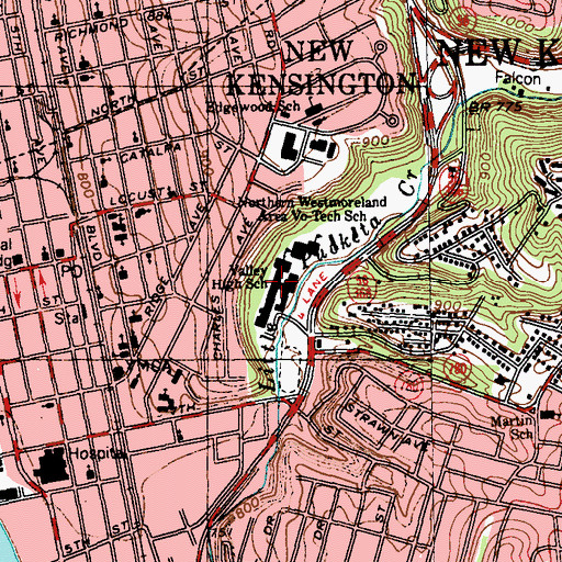 Topographic Map of Valley Senior High School, PA