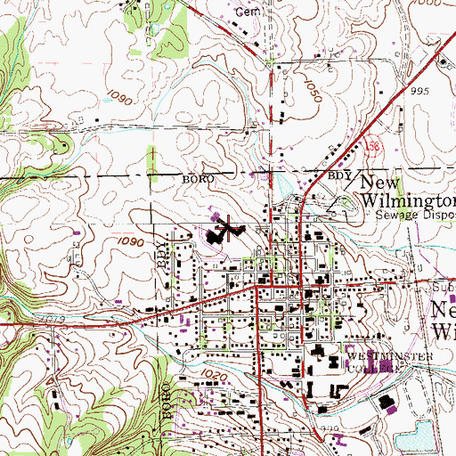Topographic Map of Wilmington Junior-Senior High School, PA