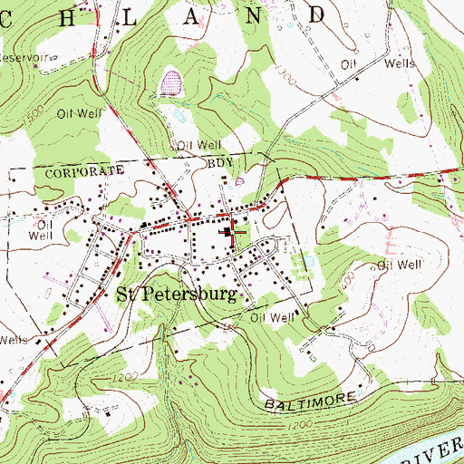 Topographic Map of Saint Petersburg Elementary School, PA