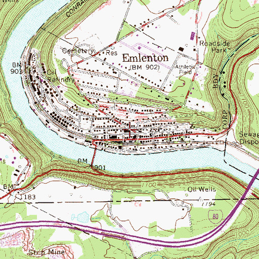 Topographic Map of Emlenton Elementary School, PA