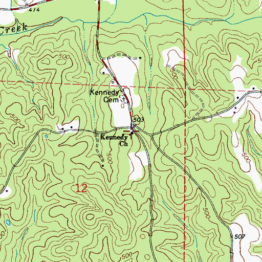 Topographic Map of Kennedy Church, AL