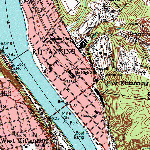 Topographic Map of Central Elementary School, PA