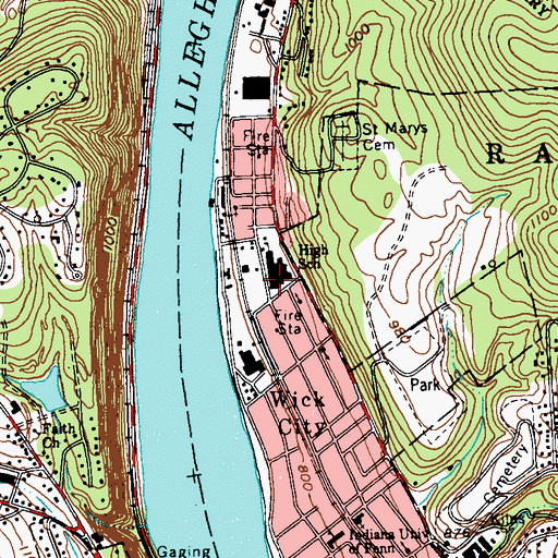 Topographic Map of Kittanning Senior High School, PA