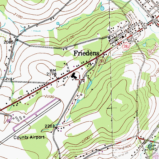 Topographic Map of Friedens Elementary School, PA