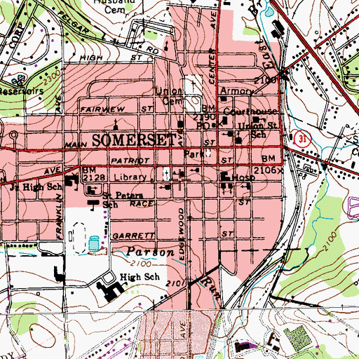 Topographic Map of Patriot Street Elementary School, PA