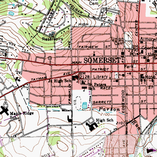 Topographic Map of Somerset Area Junior High School, PA