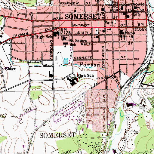 Topographic Map of Somerset Area Junior and Senior High School, PA