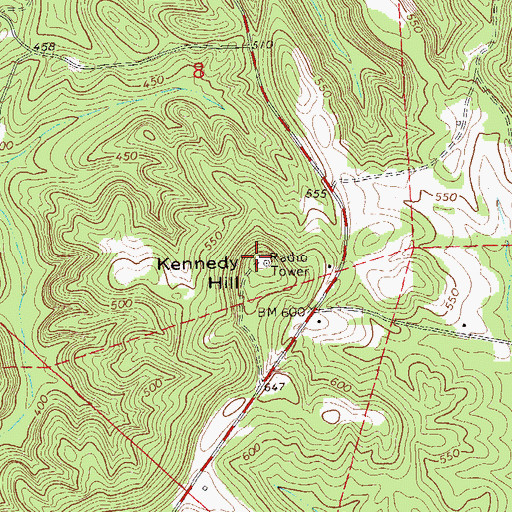 Topographic Map of Kennedy Hill, AL