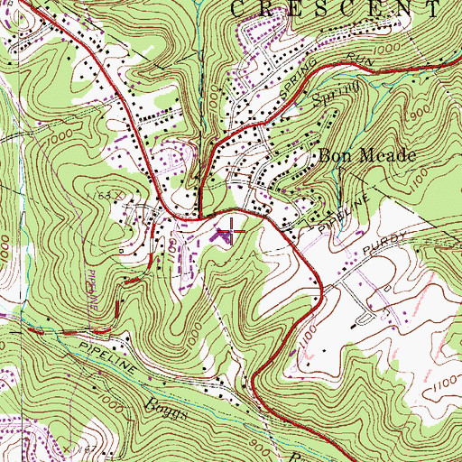 Topographic Map of Bon Meade Elementary School, PA