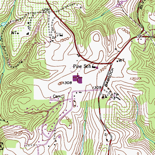 Topographic Map of Pine Middle School, PA