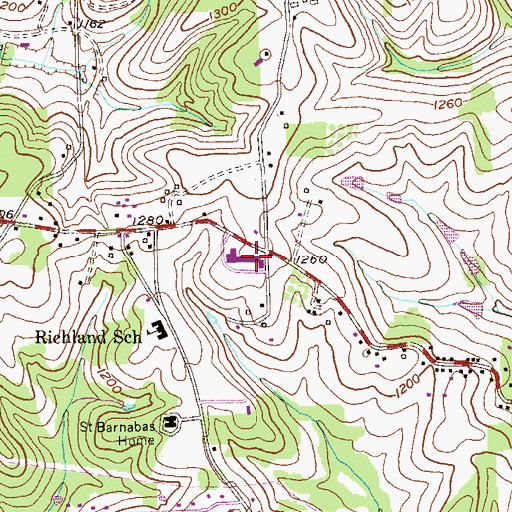 Topographic Map of Richland High School, PA