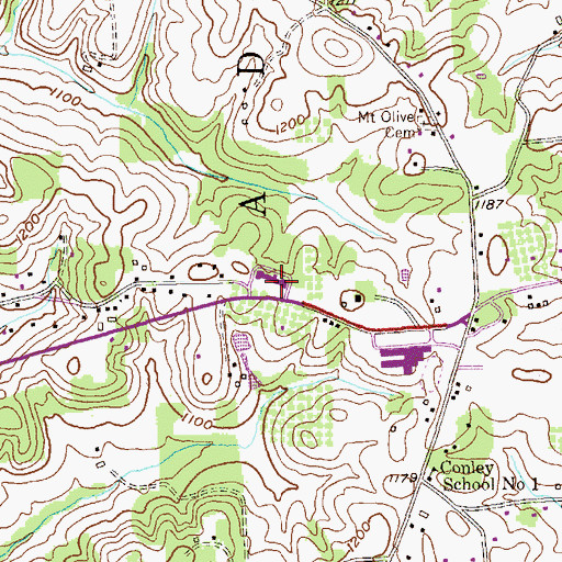 Topographic Map of Adams Intermediate School, PA
