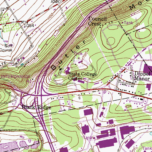 Topographic Map of Pennsylvania State University - Hazleton Campus, PA