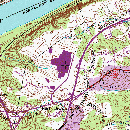 Topographic Map of Beaver Valley Mall, PA