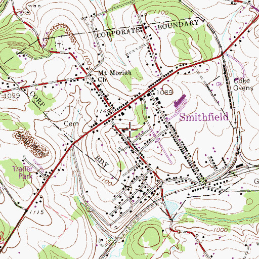 Topographic Map of Smithfield Elementary School, PA