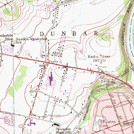 Topographic Map of Connellsville Area Senior High School, PA