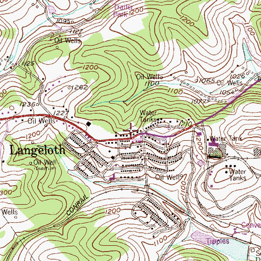 Topographic Map of Langeloth Elementary School, PA