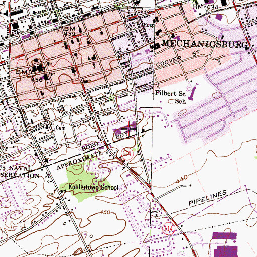 Topographic Map of Mechanicsburg Area Intermediate School, PA