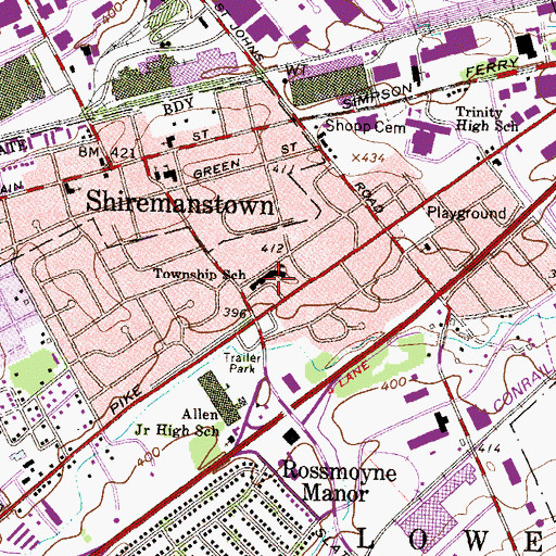 Topographic Map of Shiremanstown Elementary School, PA