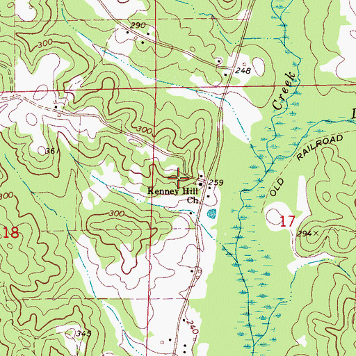 Topographic Map of Kenney Hill Church, AL