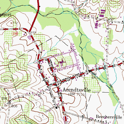 Topographic Map of Arendtsville Elementary School, PA