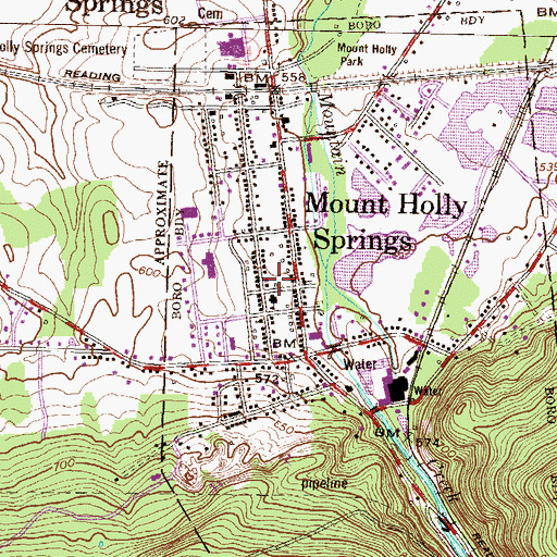 Topographic Map of Mount Holly Spring Elementary School, PA