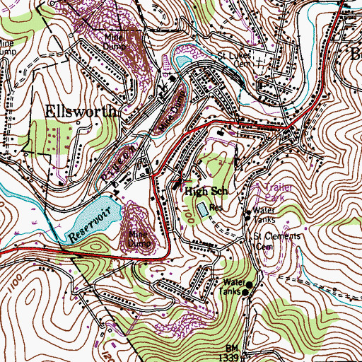 Topographic Map of Bentworth Senior High School, PA