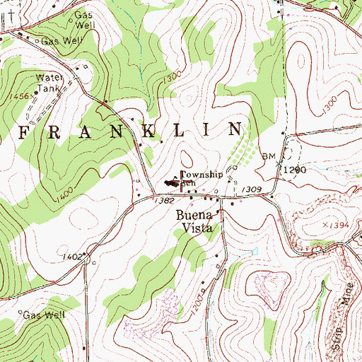 Topographic Map of Franklin Elementary School, PA