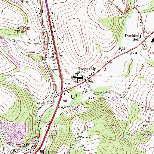 Topographic Map of Bullskin Elementary School, PA