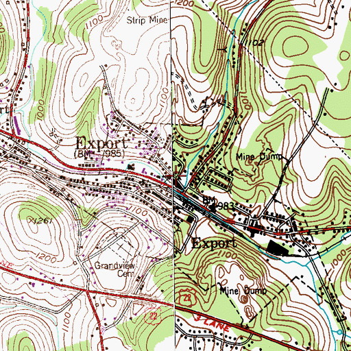 Topographic Map of J Arthur Duff Elementary School, PA