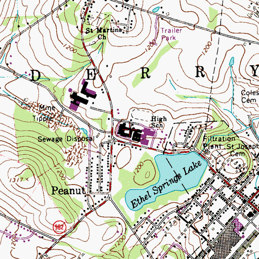 Topographic Map of Derry Area Senior High School, PA