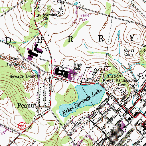Topographic Map of Derry Area Junior High School, PA