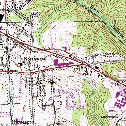 Topographic Map of Butler Mall, PA