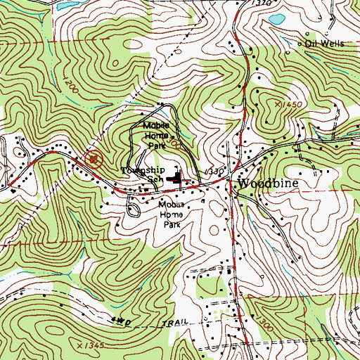 Topographic Map of Oakland Township Elementary School, PA