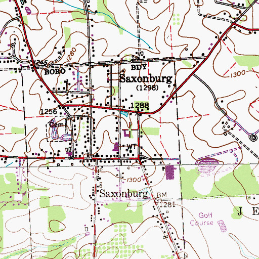 Topographic Map of Saxonburg Elementary School, PA