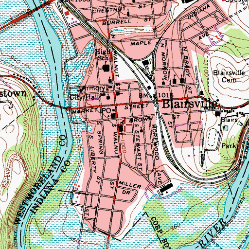 Topographic Map of Third Ward Elementary School, PA