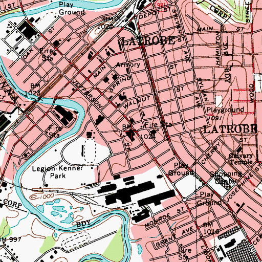Topographic Map of Latrobe Elementary School, PA